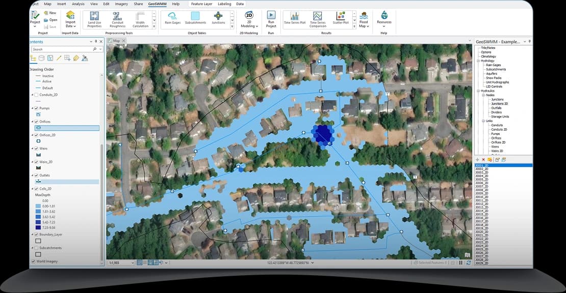 GeoSWMM Software Interface - 2D flood modeling in ArcGIS Pro