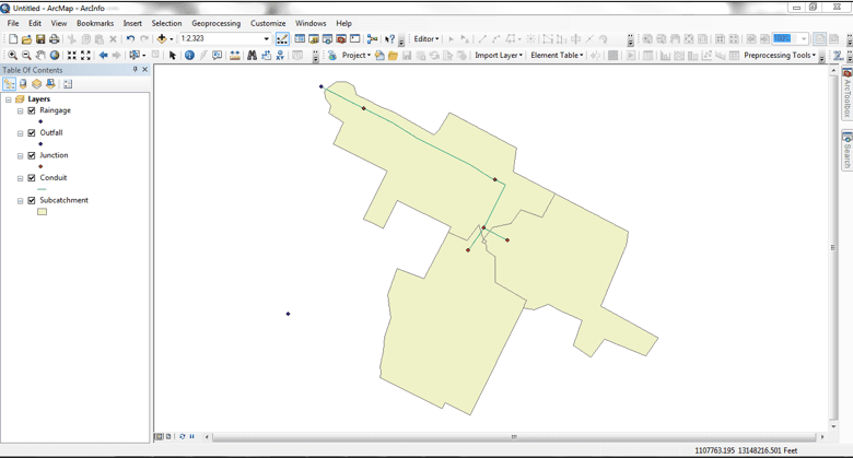 Fig 4: ArcMap project window