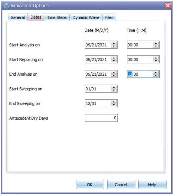 Fig 23: Dates page settings in the Options editor