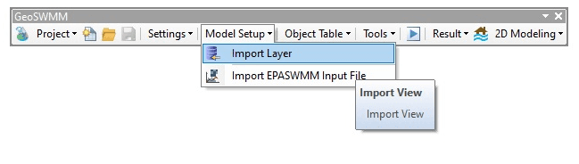 Fig. 65: GeoSWMM Model Setup using Import Layer Option