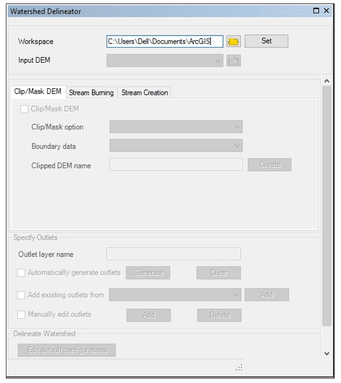 Fig.74: GeoSWMM Watershed Delineation Tool window