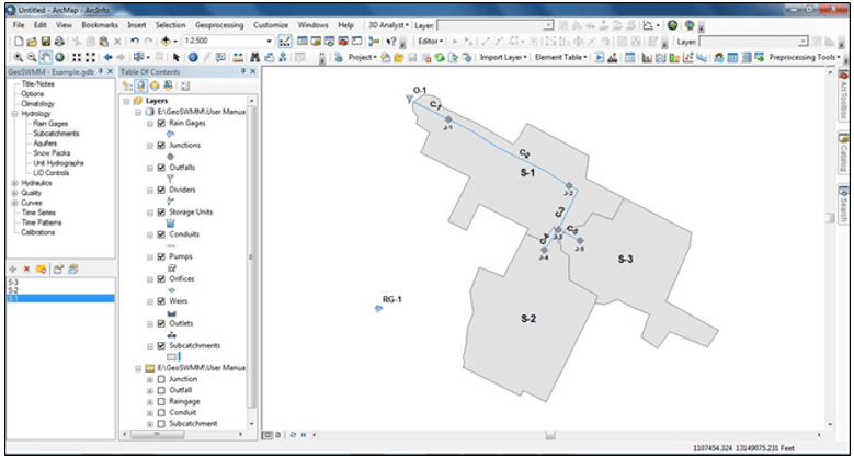 Fig 15: GeoSWMM model network