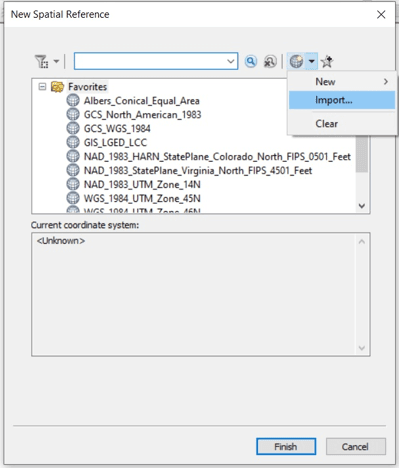 Fig 9: Project coordinate import window