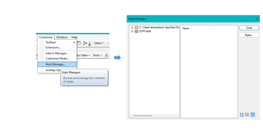 Fig 68: Style Manager window from Customize option