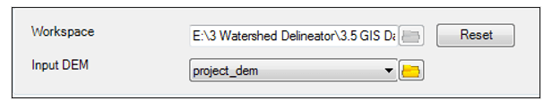 Fig.75: The Primary Inputs in the Watershed Delineation Tool