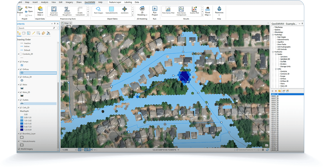 GeoSWMM Software Interface - 2D flood modeling in ArcGIS Pro