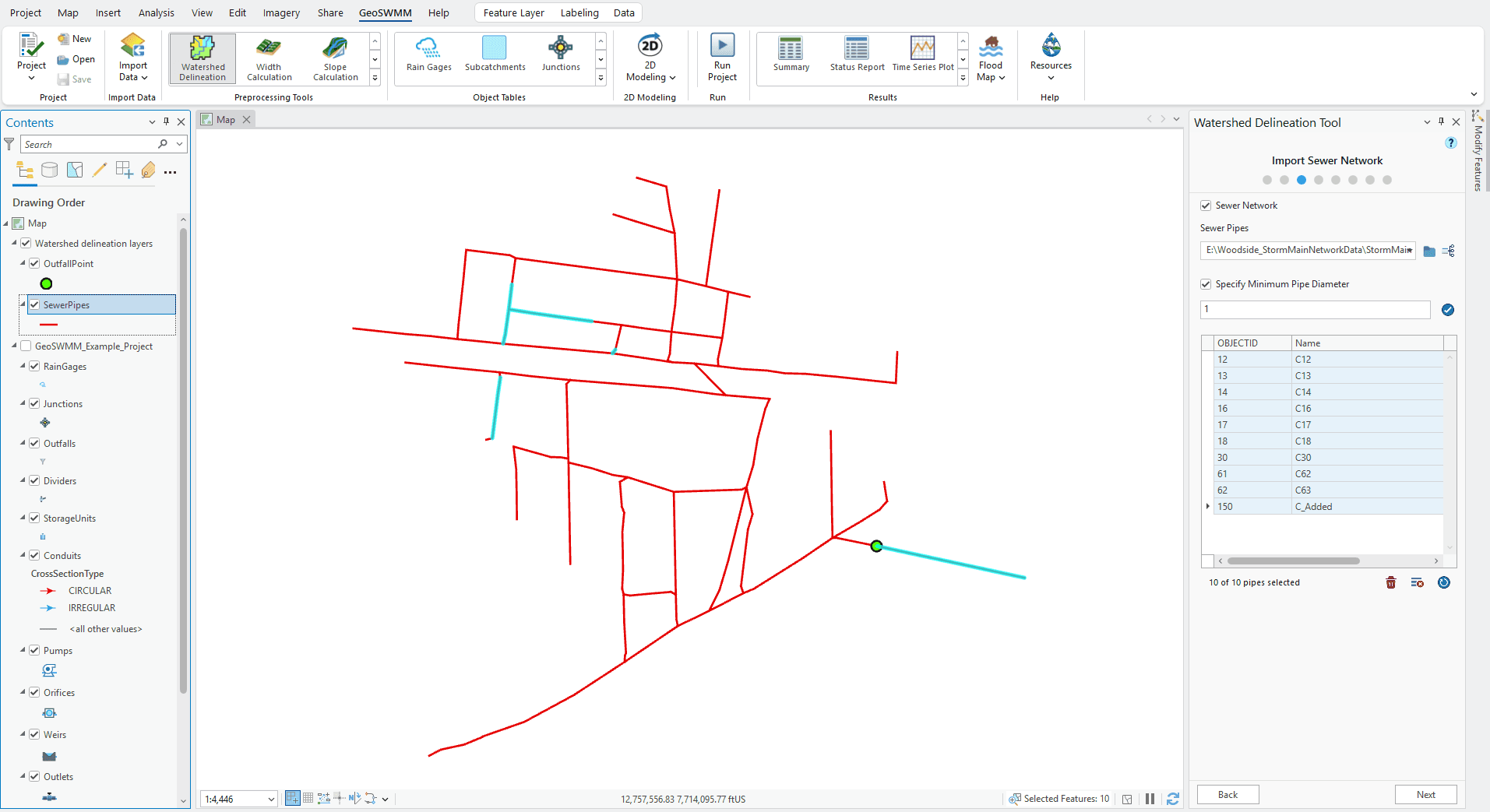 Figure 6.11 : Specify Minimum Pipe Diameter