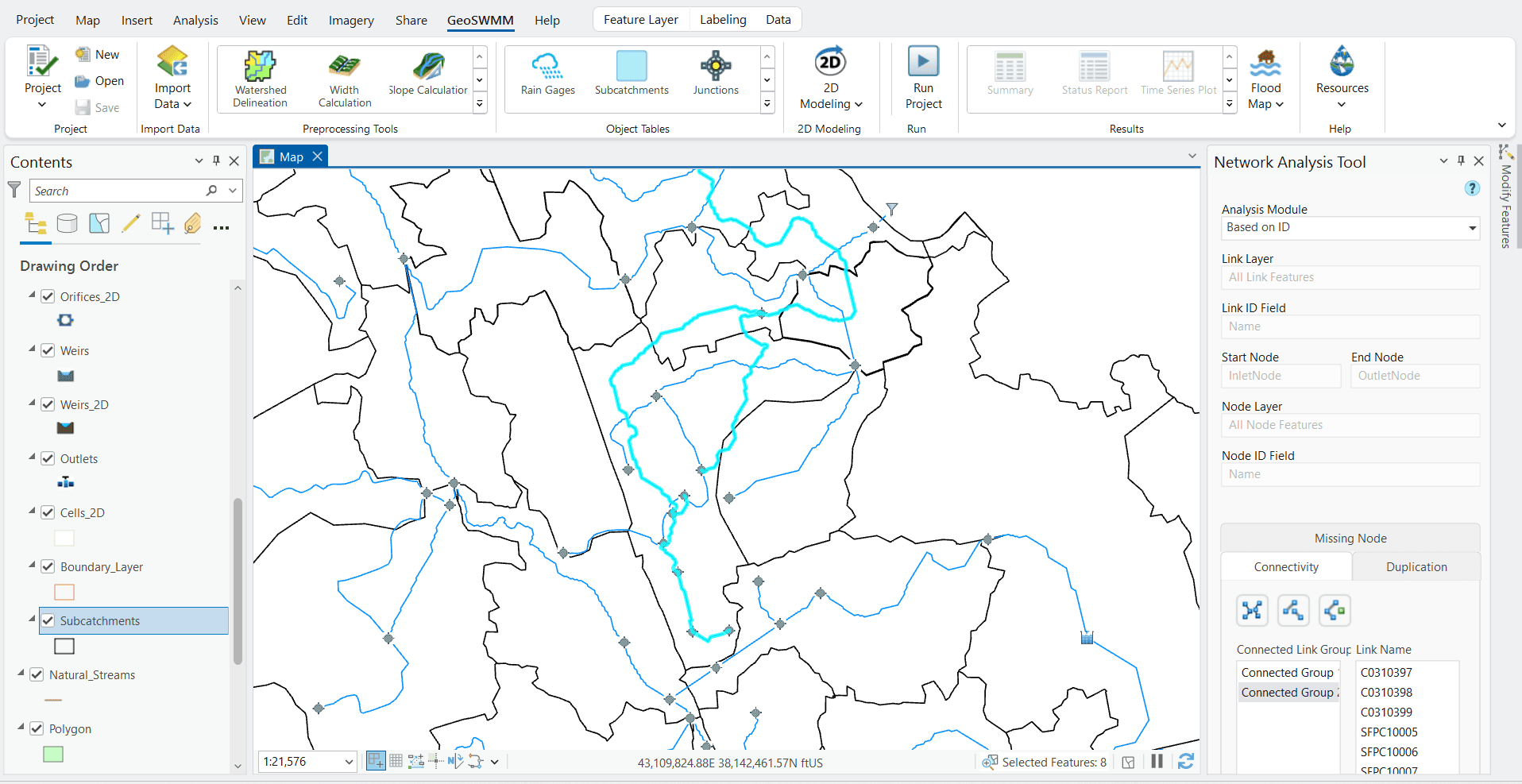 Figure 6 18 : : Connectivity checking in the Network Analysis Tool