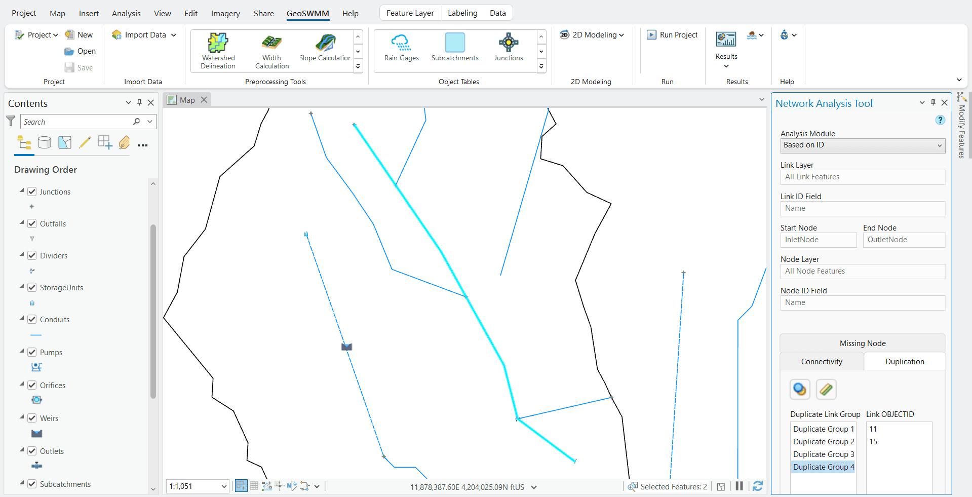 Figure 6.19 : Checking duplicate items in the Network Analysis Tool