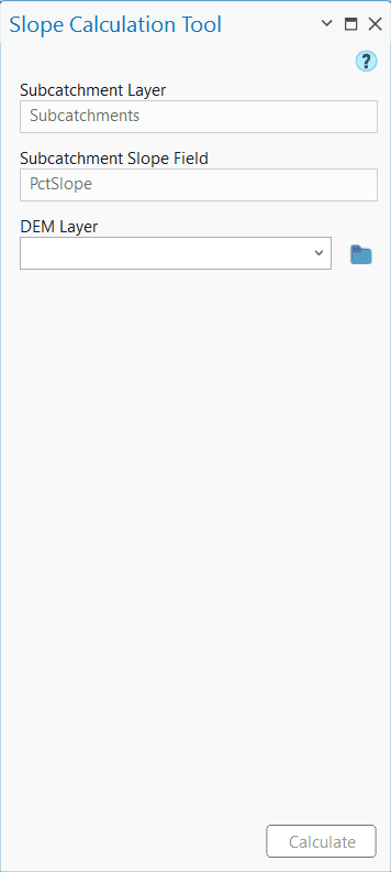 Figure 6.23 : Subcatchment Slope Calculation Tool window