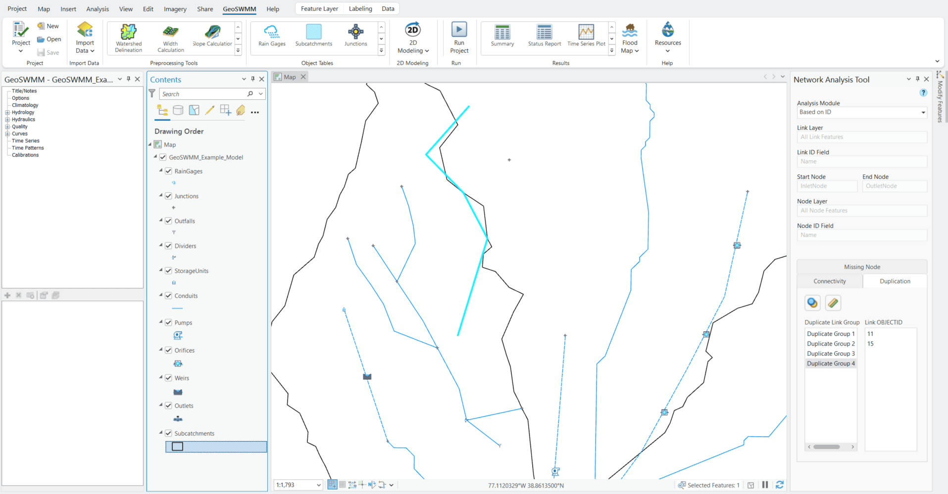 Figure 6.29 : Checking duplicate items in the Network Analysis Tool