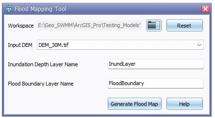 Figure 6.36 : Flood Mapping Tool window