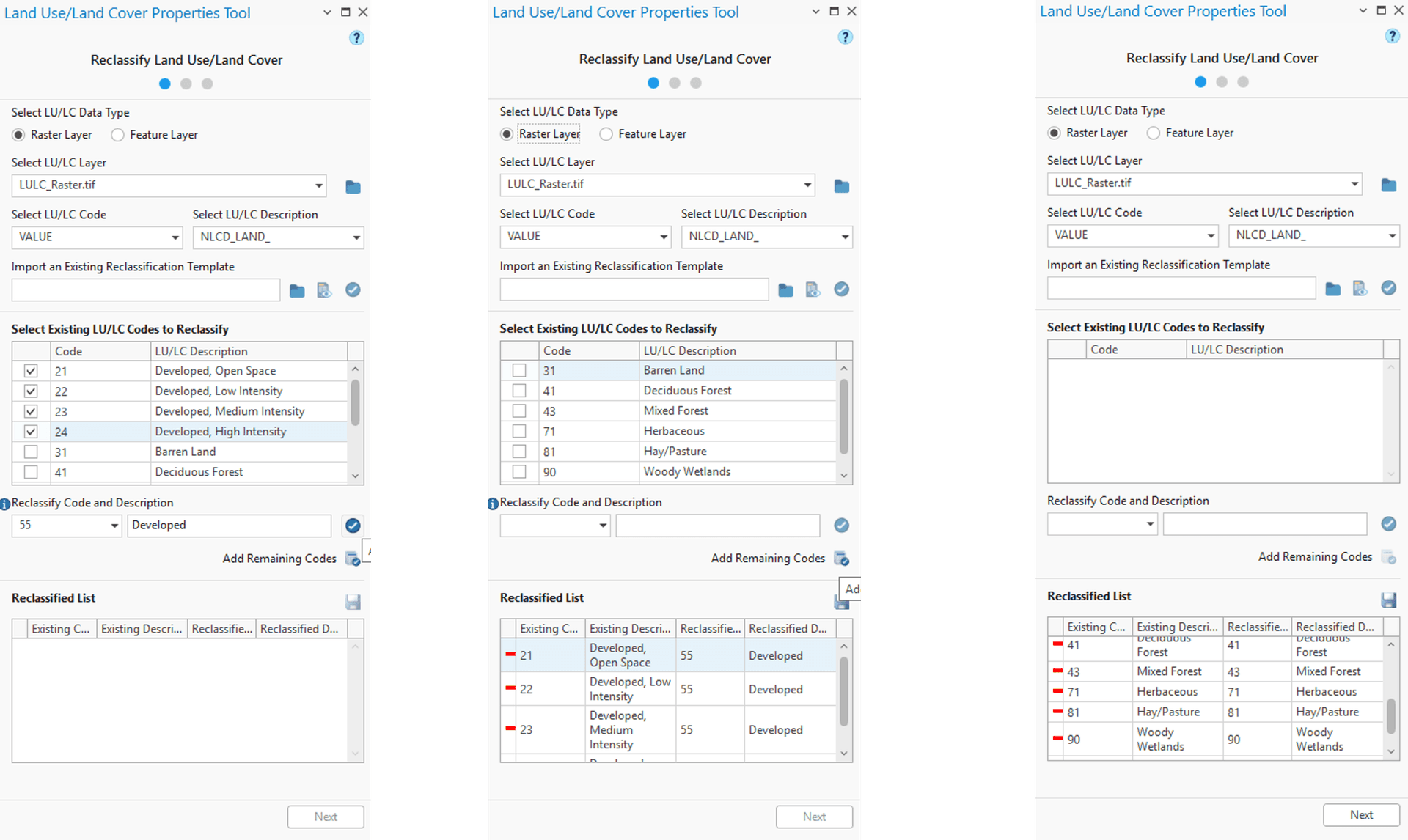 Figure 6.42 : Land Use /Land Cover Reclassification Window