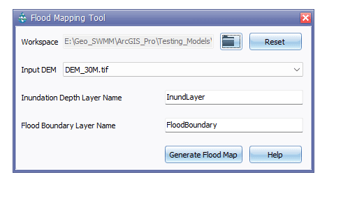 Figure 6.46 : Flood Mapping Tool window