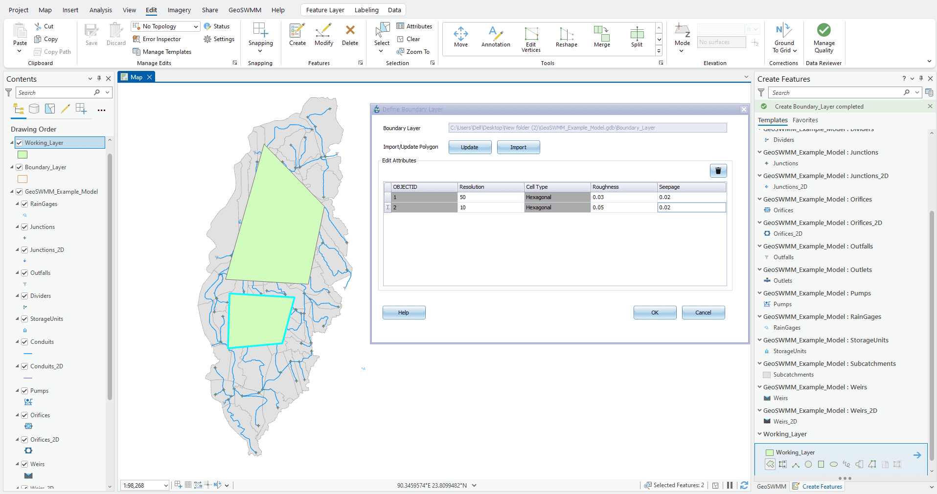 Fig.151: Start editing/ drawing new feature(s) using Define Boundary Tool