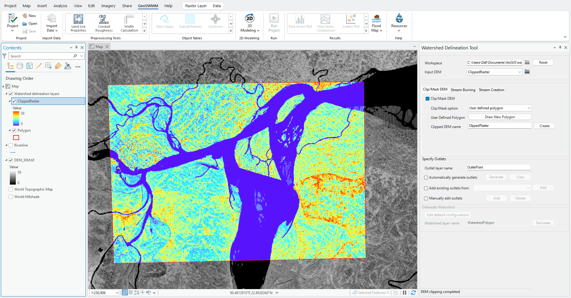 Fig.83: DEM clipping