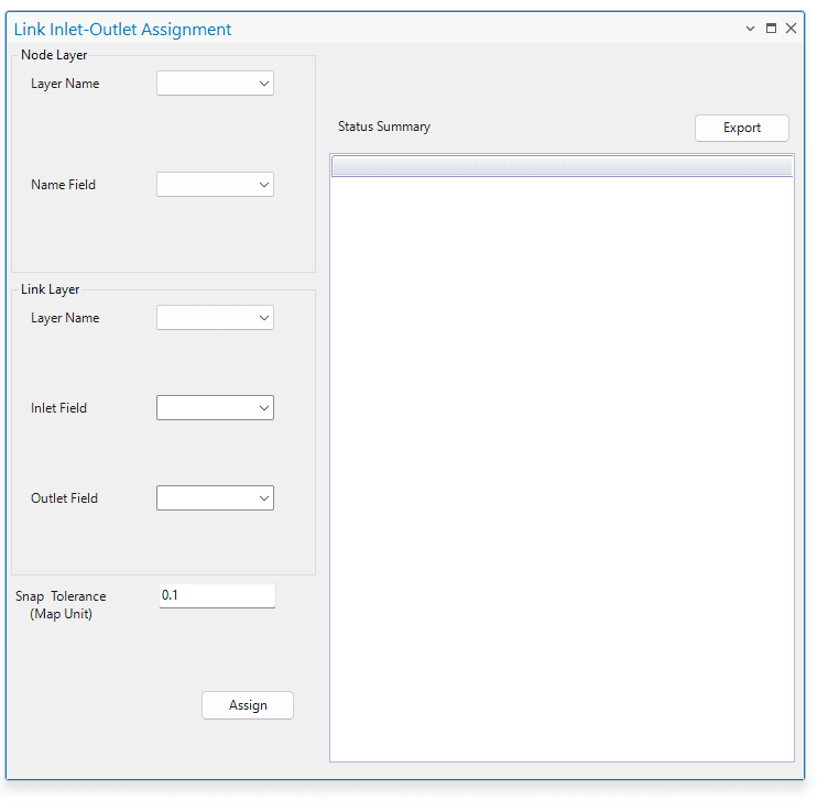 Fig. 90: Link Inlet-Outlet Assignment Tool window