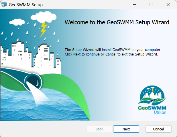 Figure 1.1 GeoSWMM Setup Wizard Window