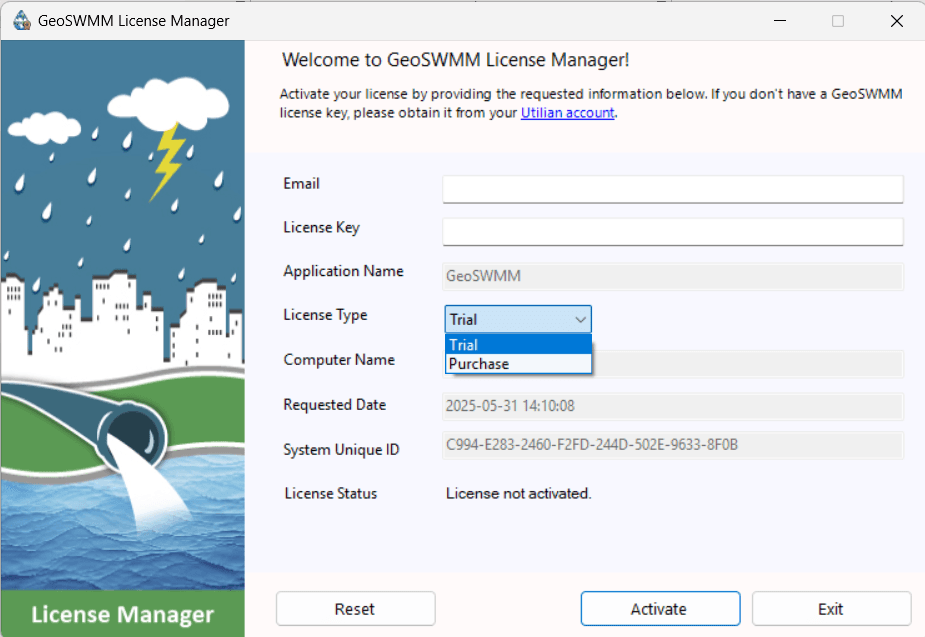 Figure 1.10 GeoSWMM License Activation