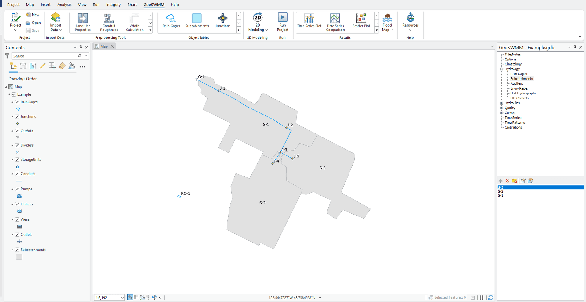 Figure 2.14 : GeoSWMM model network