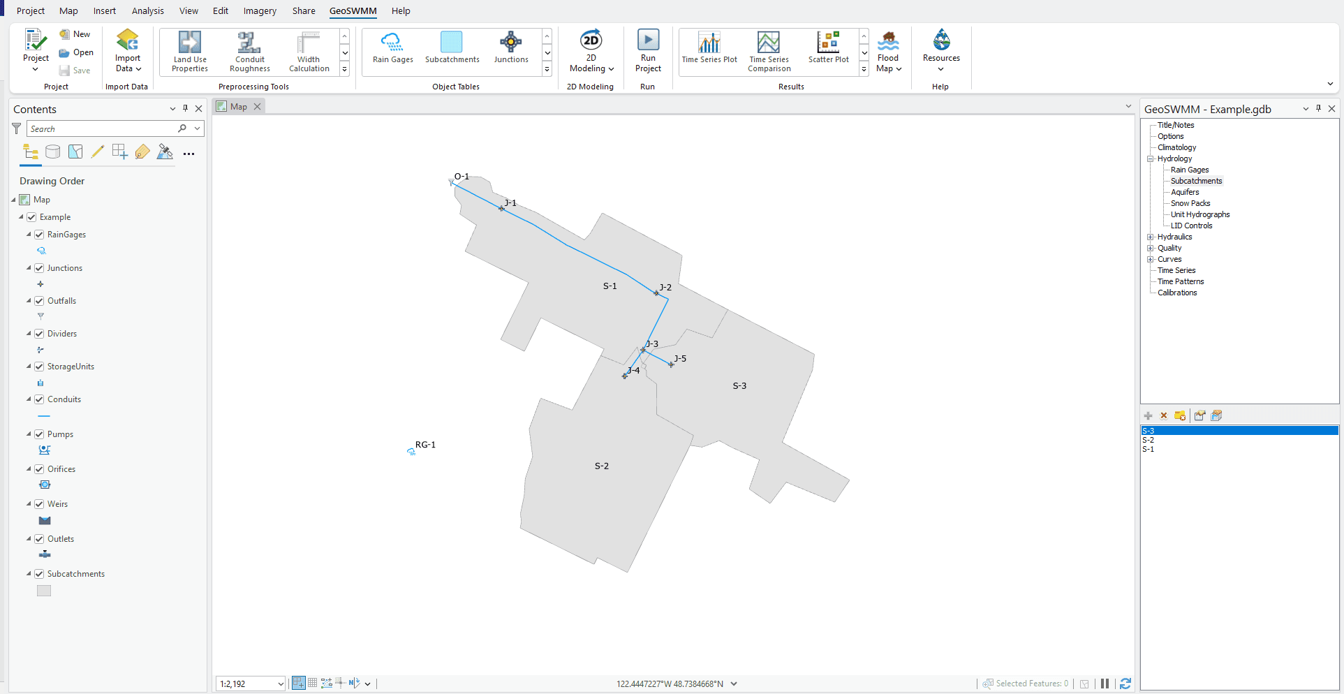 Figure 2.14 : GeoSWMM model network