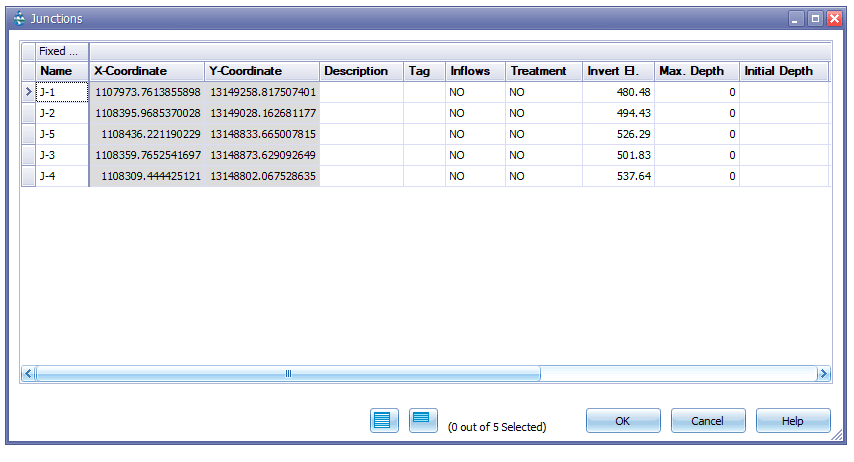 Figure 2.16 : Junction property table