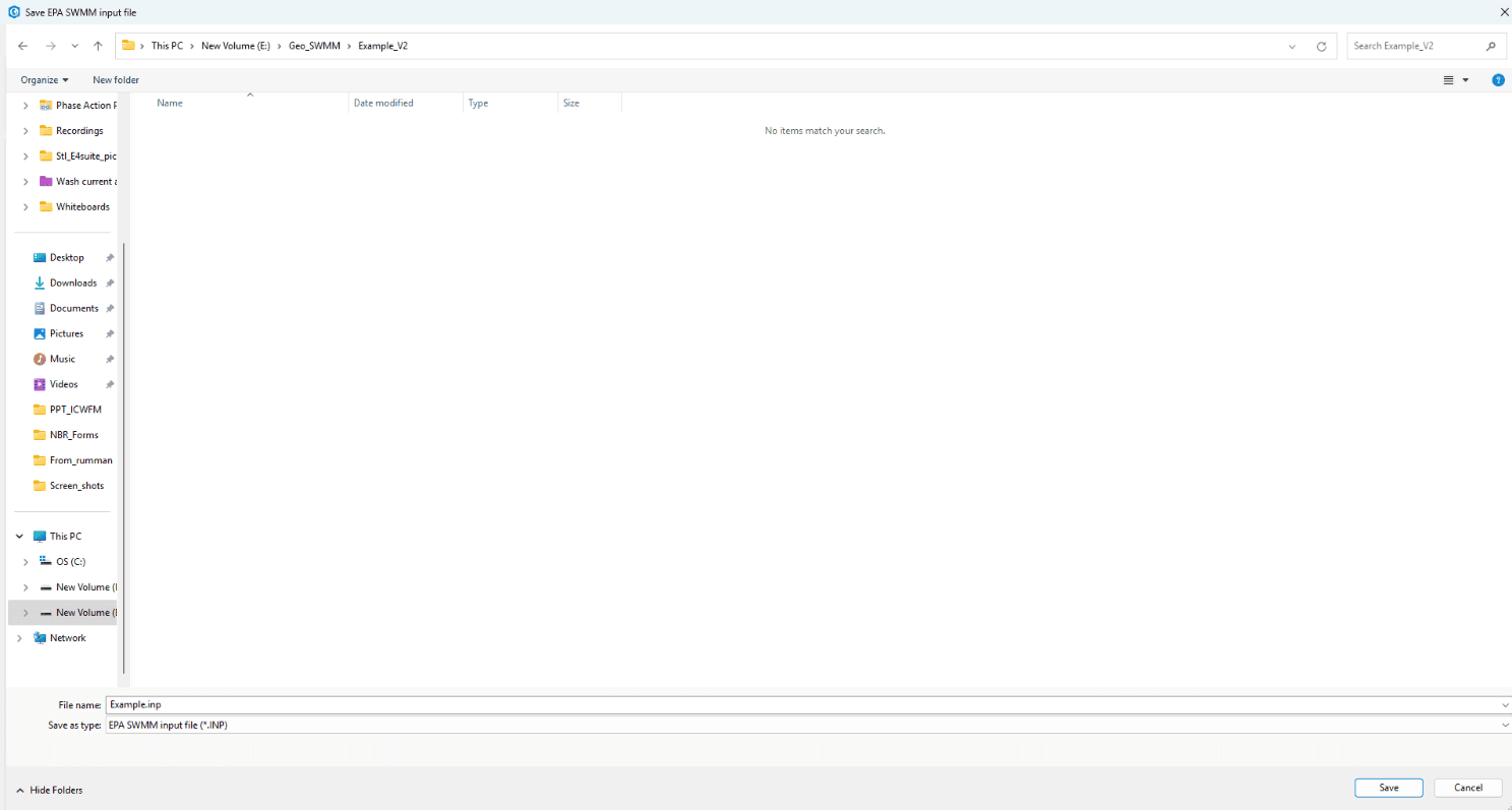 Figure 2.44 : INP file export window