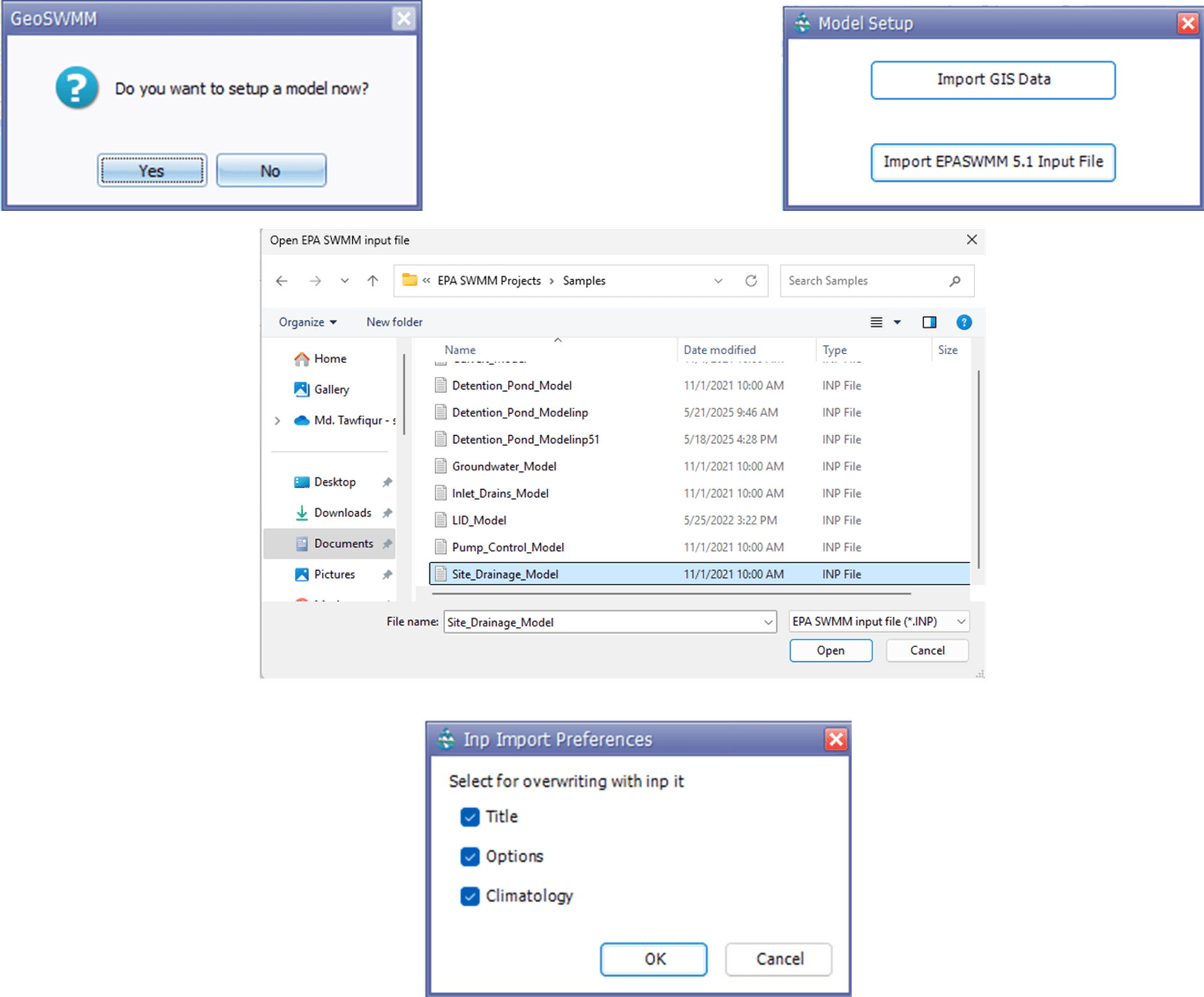 Figure 4.9 : Import. inp File to GeoSWMM