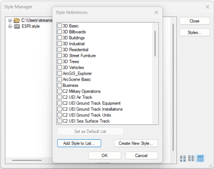 Figure 5.4 : Style References window