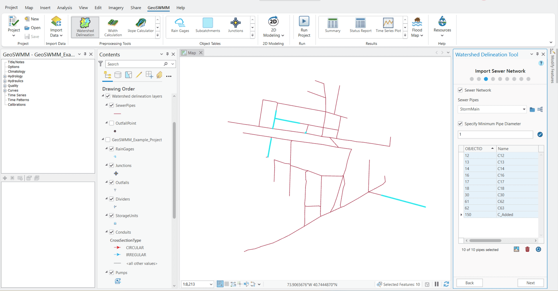 Figure 6.11 : Specify Minimum Pipe Diameter