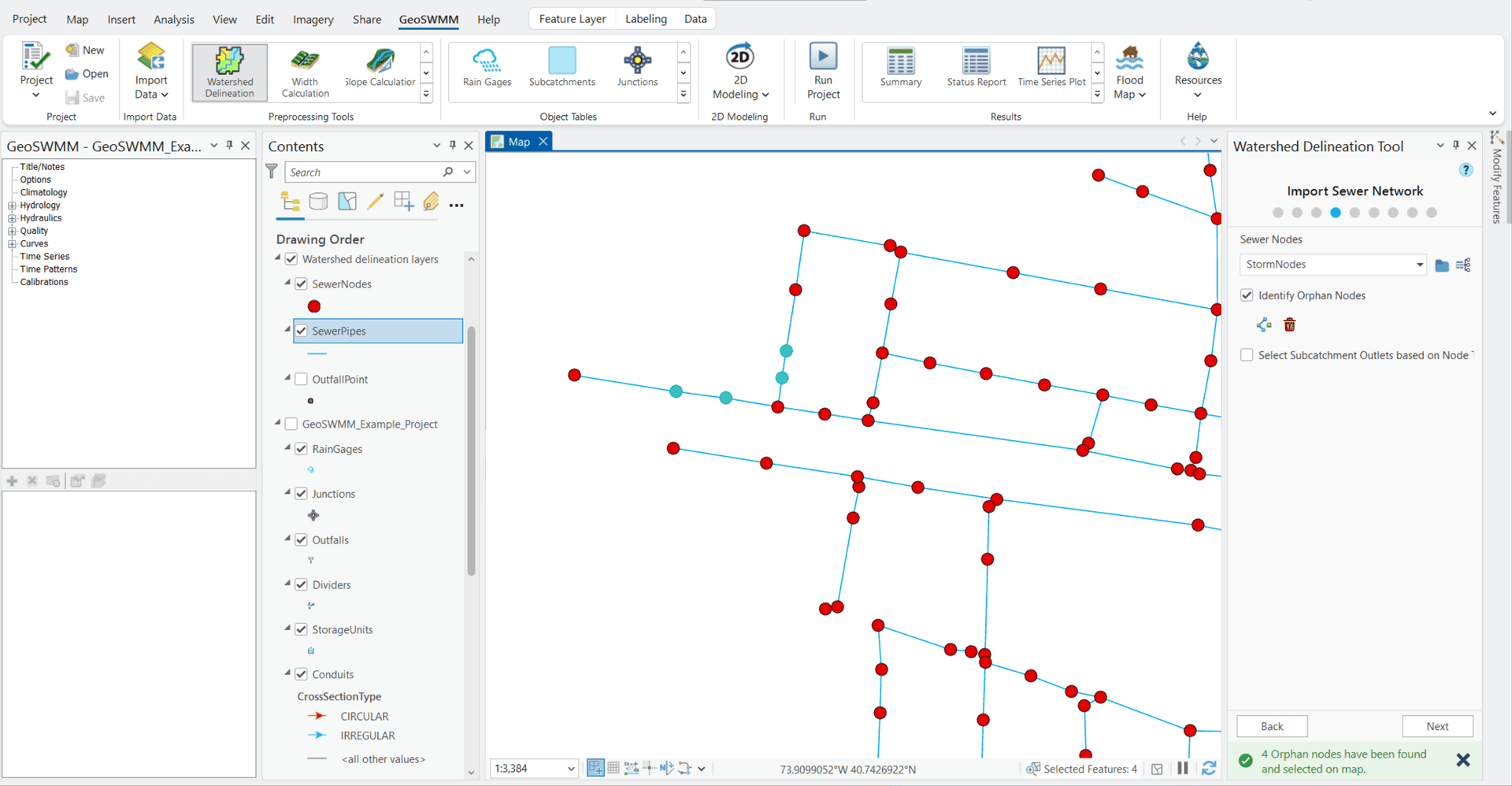 Figure 6.14 : Identify Orphan Nodes for Sewer Network