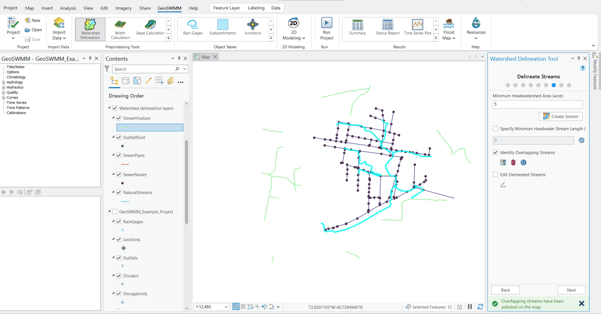 Figure 6.22 : Identifying Overlapping Stream