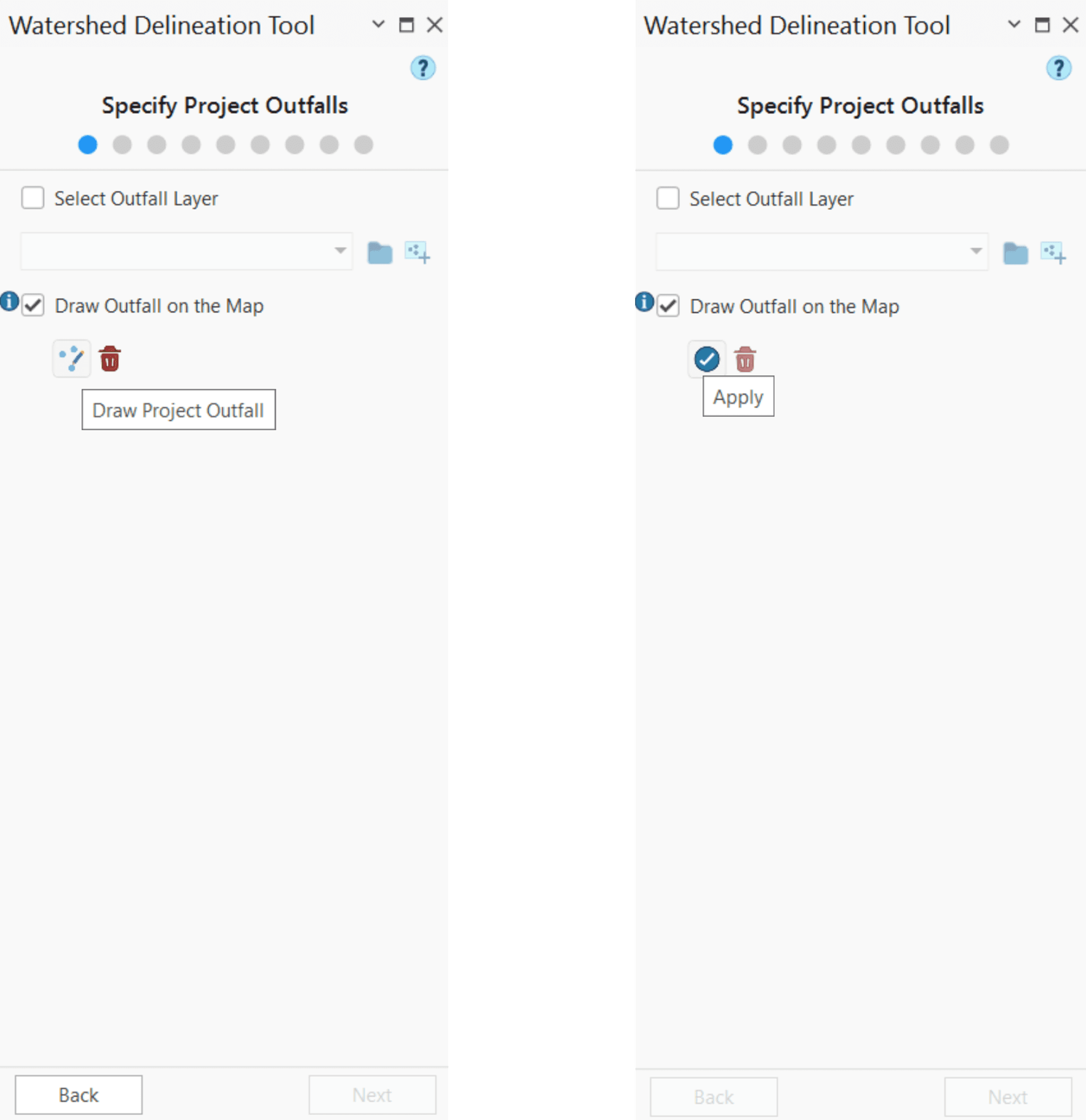 Figure 6.4 : Draw/Delete Outfall Manually