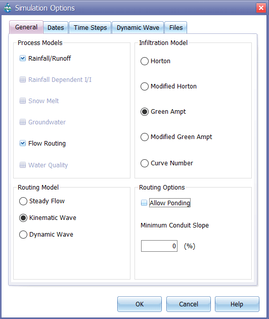 Figure 9.1 : Simulation Options setting