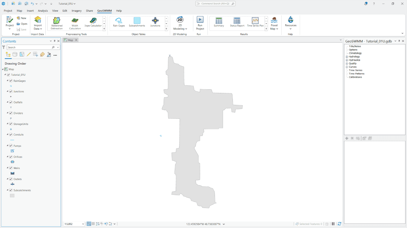 T1_Figure 2.3 GeoSWMM Project Geodatabase in ArcGIS Pro for Undeveloped Site.png