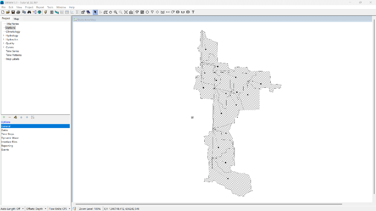 T2_Figure 2.9 Tutorial 02 Opened in EPASWMM