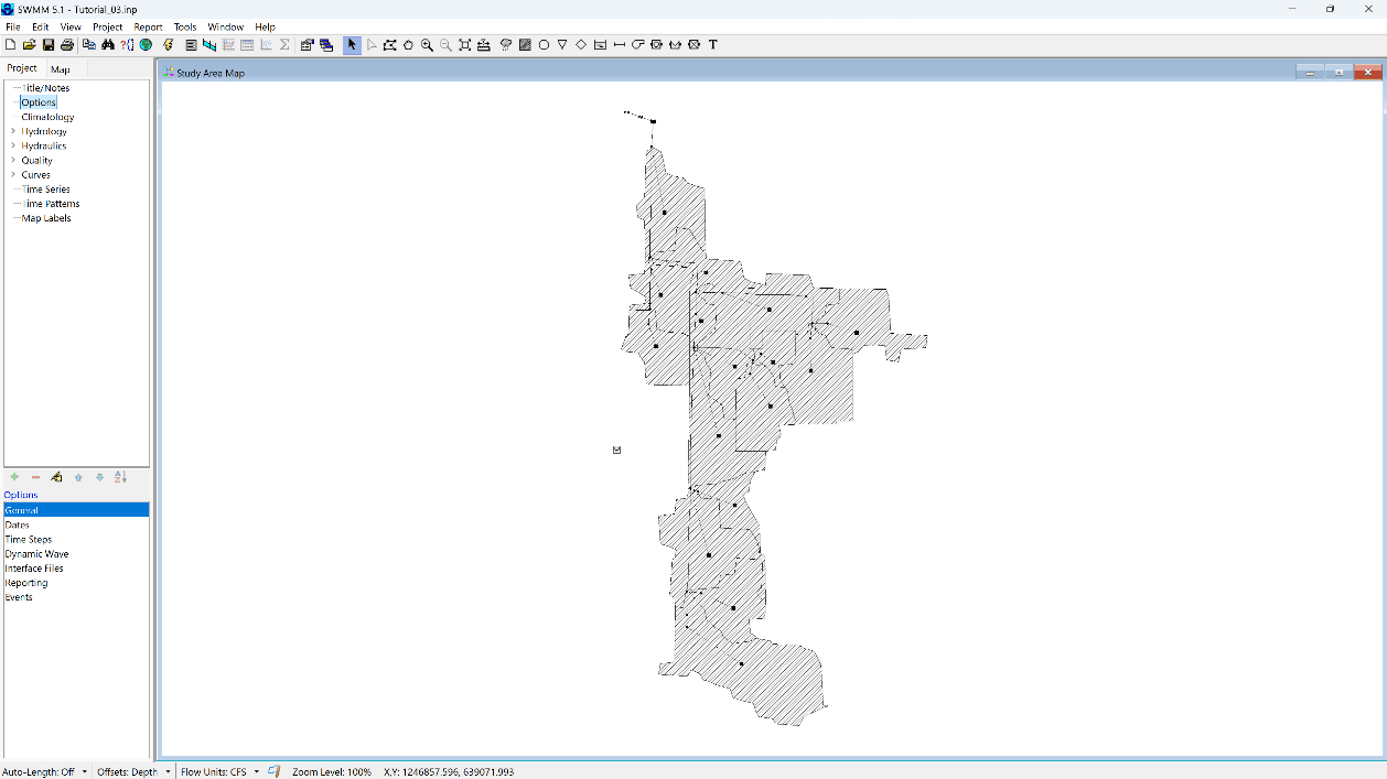 T3_Figure 2.17: Model layout in EPASWMM
