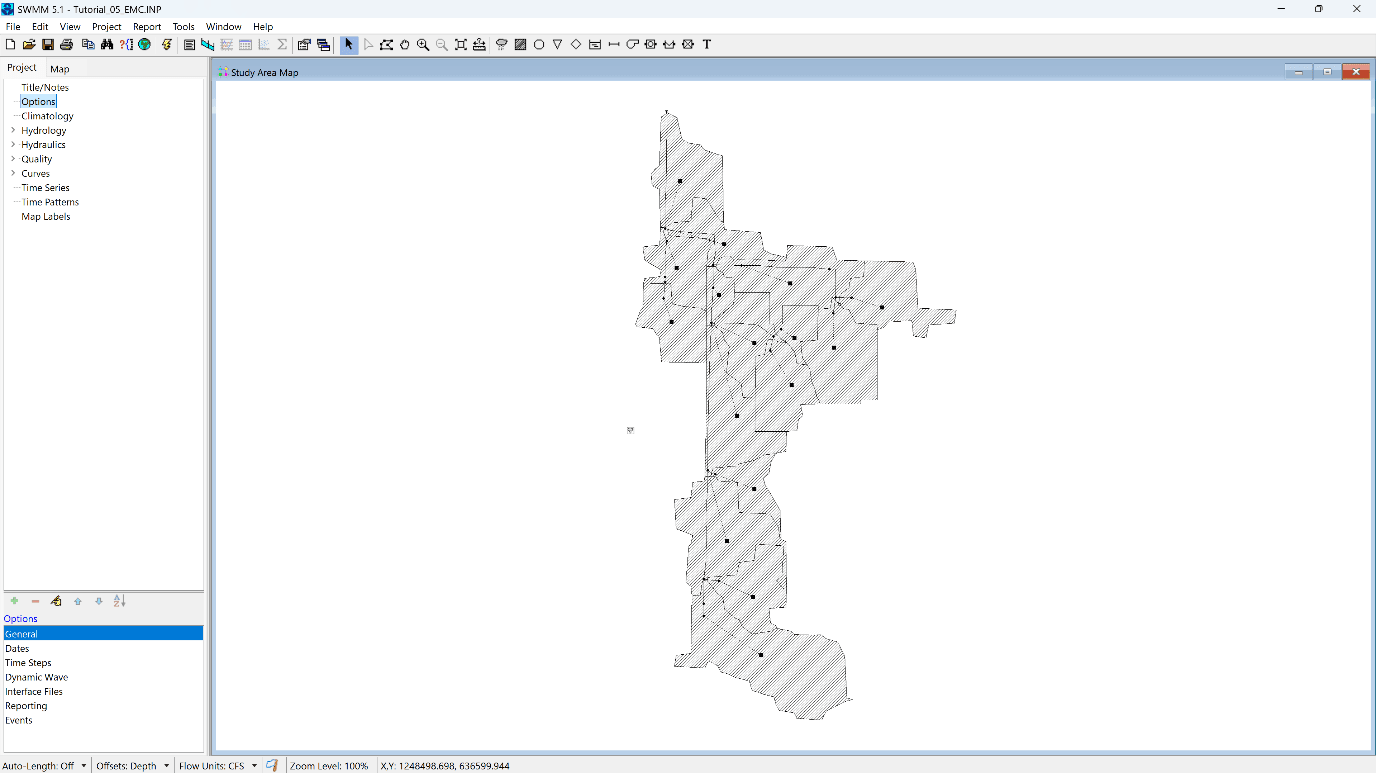 Figure 2.16: Model Layout in EPASWMM